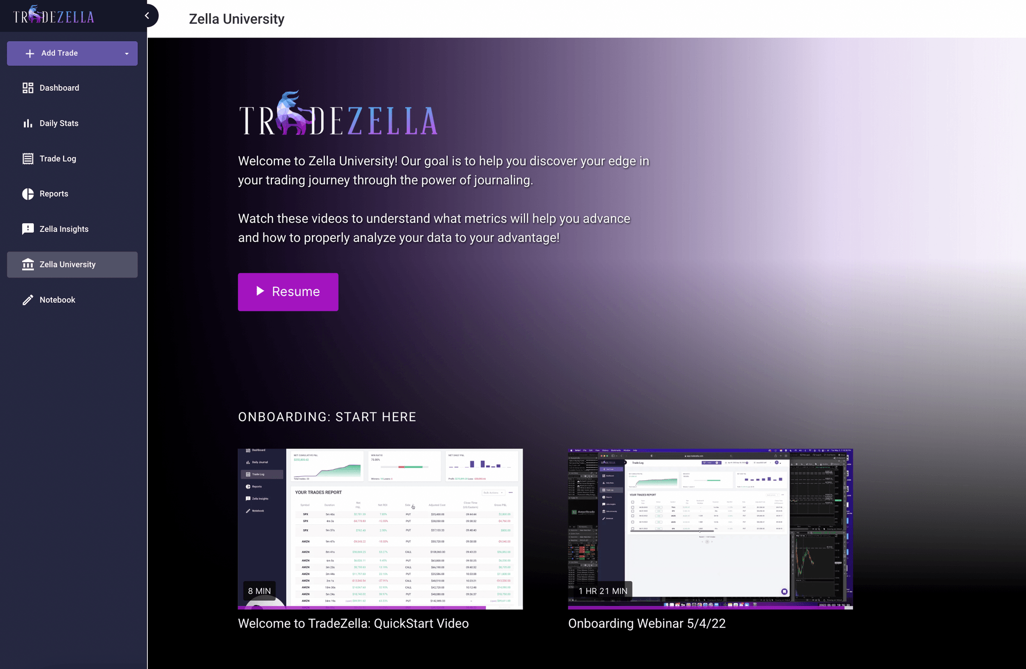 Tradezella Take your trading to the next level